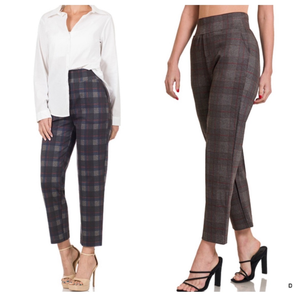 ShopEvelynne Plaid Women's Pants - Black and Brown